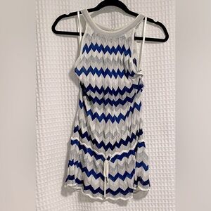 White House Black Market zig zag chevron drawstring waist sleeveless top size L.